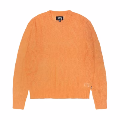 Stüssy Stussy Cable Knit Sweater Unisex Loose Fit Retro Style Crewneck Pullover. 117228