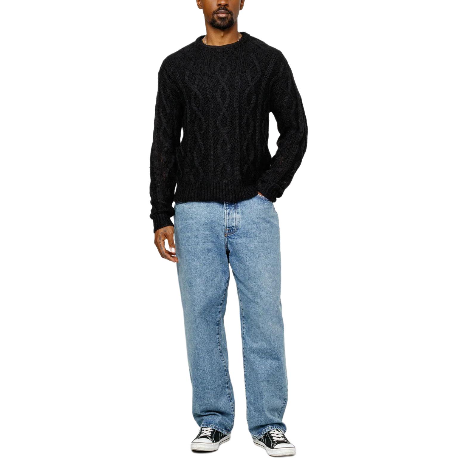 Shop Stüssy Stussy Cable Knit Sweater Unisex Loose Fit Retro Style Crewneck Pullover. 117228