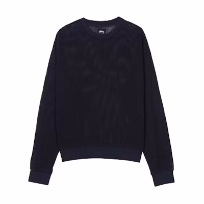 Stüssy Stussy Classic Solid Pullover Mesh Knit Long Sleeve Sweater Black Mens. 1140210