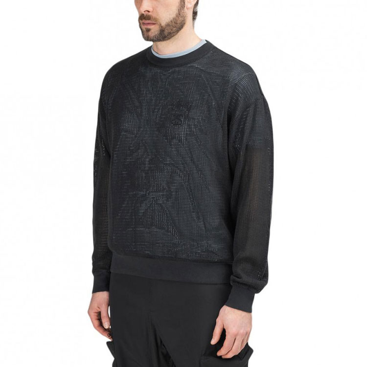 Stüssy Stussy Classic Solid Pullover Mesh Knit Long Sleeve Sweater Black Mens. 1140210 圖 6