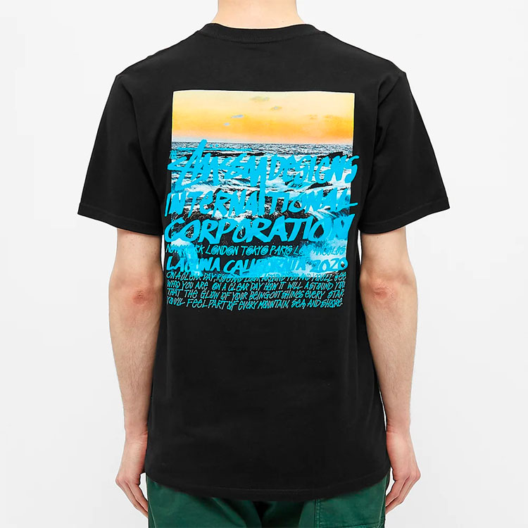Stüssy Stussy Clear Day Vintage Black Tee with Ocean Print - Unisex Casual Streetwear 1904502-BLACK 圖 5
