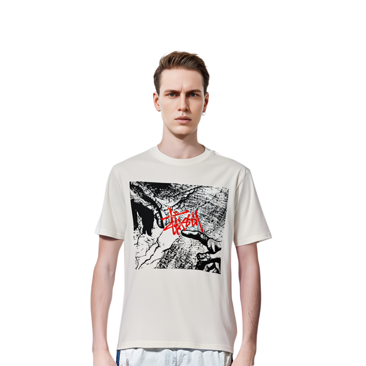 Shop Stüssy Stussy Creation Tee Pigment Dyed Unisex Fingerprint Graphic Crewneck T-Shirt 1905011