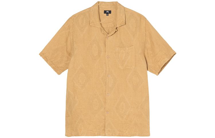 Stüssy Stussy Diamond Jacquard Linen Short Sleeve Retro Shirt 1110154