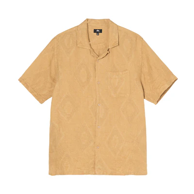 Stüssy Stussy Diamond Jacquard Linen Short Sleeve Retro Shirt 1110154