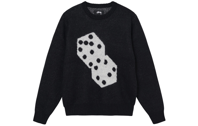 Stüssy Stussy Dice Mohair Sweater Round Neck Knit American Vintage Unisex Pullover. 117097 圖 2