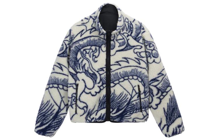 Stüssy Stussy Dragon Sherpa Jacket FW22 Reversible Fleece Dragon Print Unisex Coat. 118510