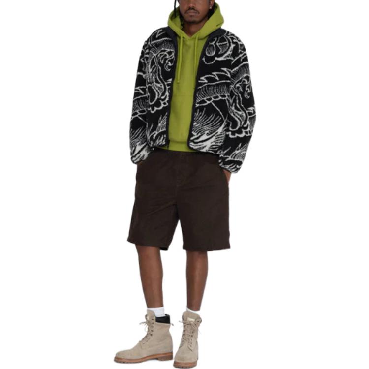 Shop Stüssy FW22龙纹羊羔绒夹克 双面穿男女款外套 118510