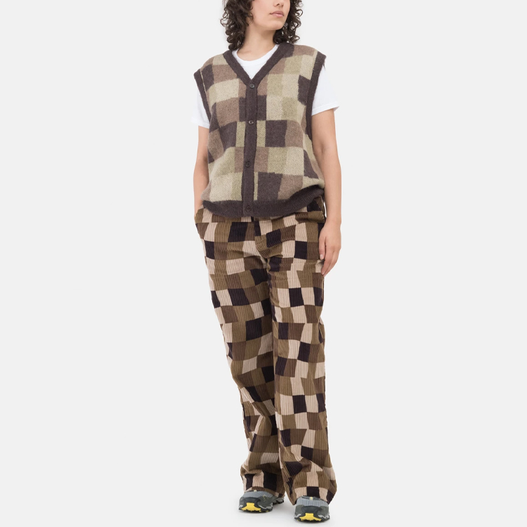 Stüssy Stussy Equipment Co. Pigment Dyed Vintage V-Neck Plaid Vest Brown Unisex. 217055 圖 5