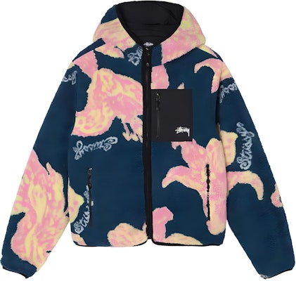 Stüssy Stussy Floral Sherpa Fleece Hood Jacket Winter Unisex Vintage Style. 118482 Order Stüssy Stussy Floral Sherpa Fleece Hood Jacket Winter Unisex Vintage Style. 118482