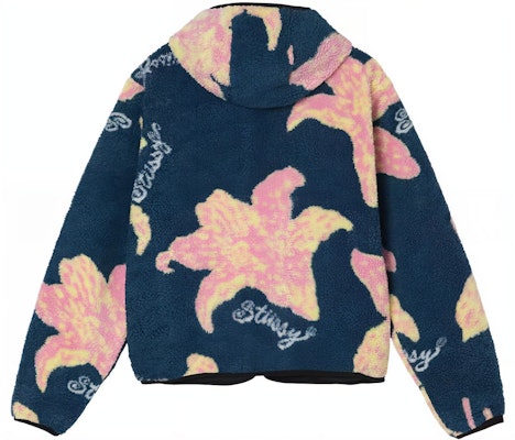 Stüssy Stussy Floral Sherpa Fleece Hood Jacket Winter Unisex Vintage Style. 118482 Lookbook Stüssy Stussy Floral Sherpa Fleece Hood Jacket Winter Unisex Vintage Style. 118482
