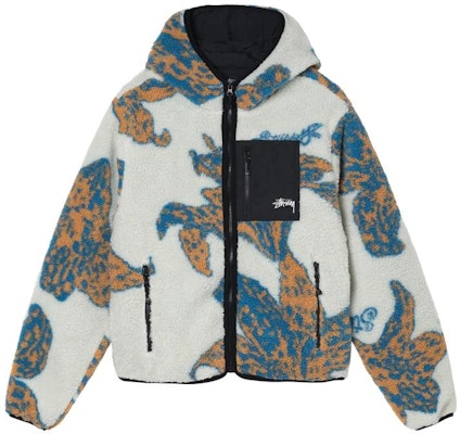Stüssy Stussy Floral Sherpa Fleece Hood Jacket Winter Unisex Vintage Style. 118482 1