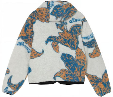 Stüssy Stussy Floral Sherpa Fleece Hood Jacket Winter Unisex Vintage Style. 118482 2