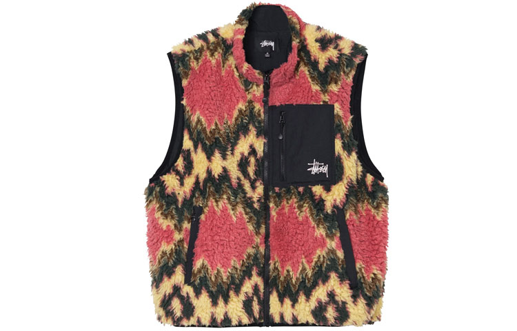 Order Stüssy FW21 Fillmore Sherpa Vest Retro Unisex Fleece Multicolor. 1184361