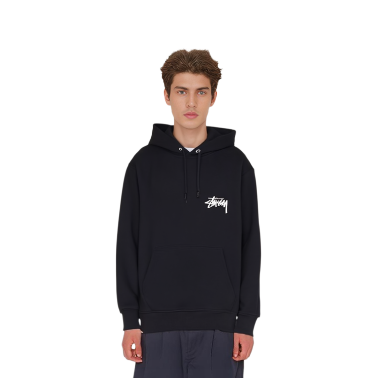 Shop Stüssy FW21 黑色連帽衫 - 復古美金印花男款外套 3923754