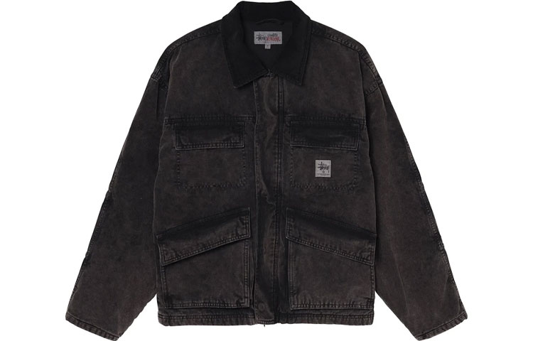 Stüssy Stussy FW21 Washed Canvas Shop Jacket Vintage Workwear  Retro Zip Jacket. 115589