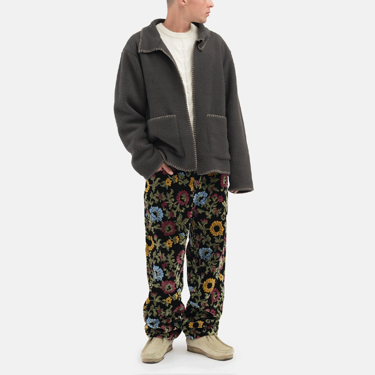 Purchase Stüssy 2021秋冬黑色Woodsy Blanket Stitch羊羔绒夹克复古休闲款式男女同款 218128