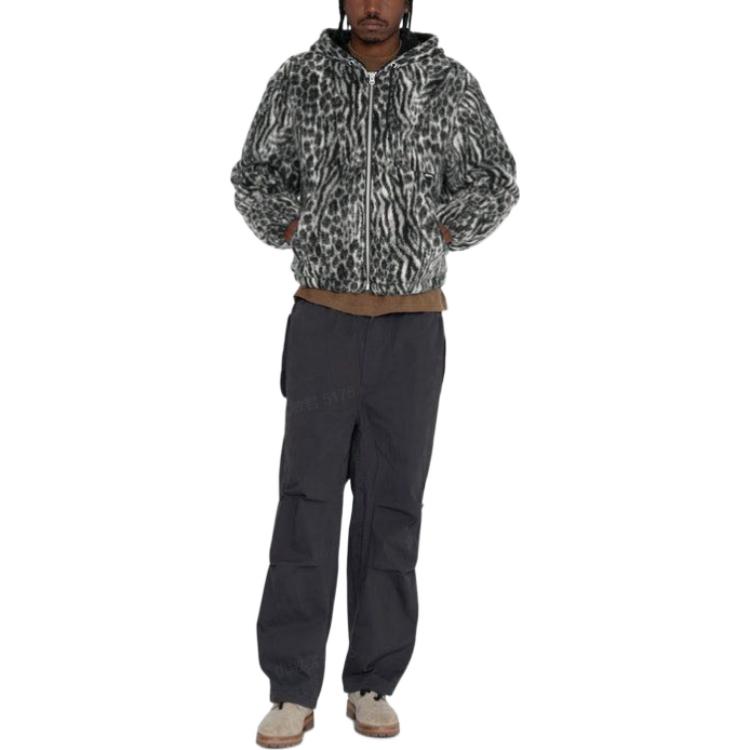 Stüssy Stussy FW22  Black Leopard Jacquard Workwear Vintage Hoodie Jacket. 115679 圖 4