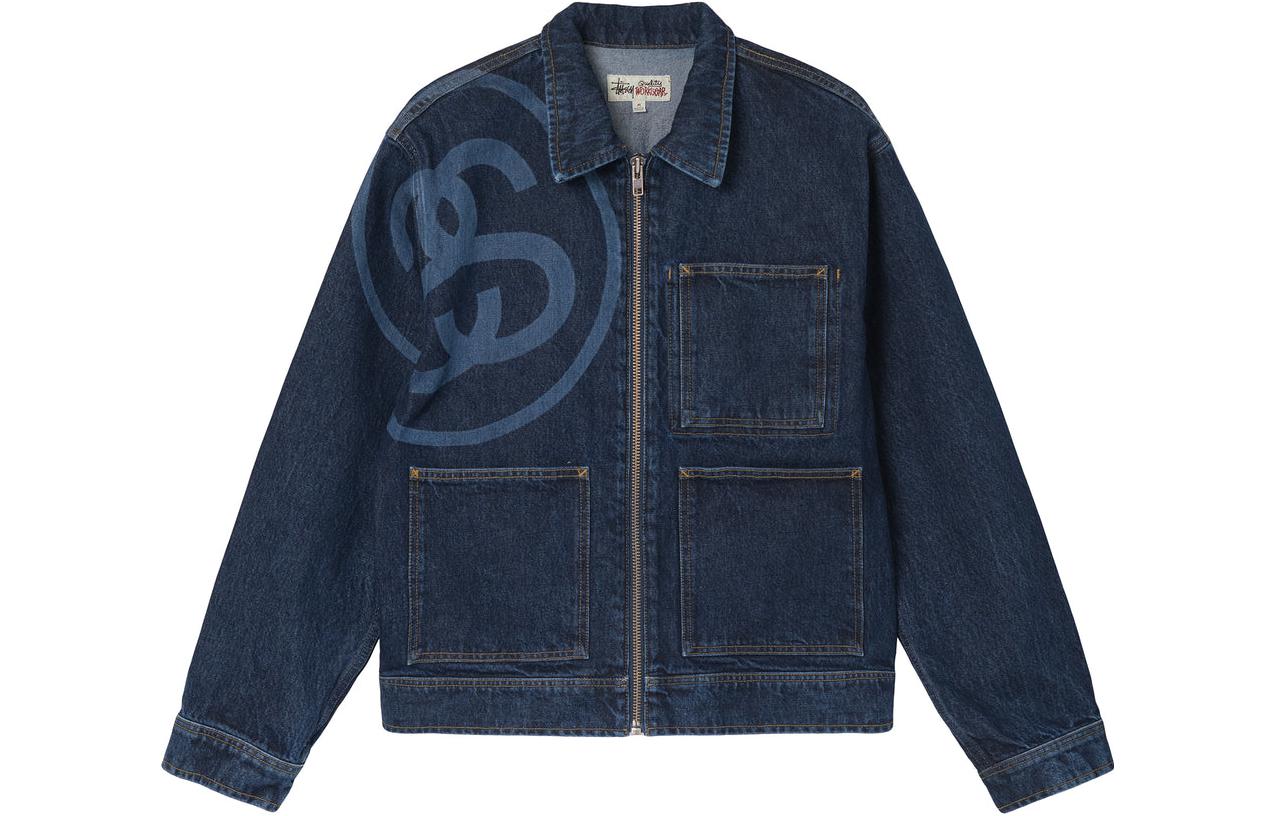Stüssy Stussy FW22  Solid Color Zip-Up Denim Jacket Retro Style. 115675 圖 2