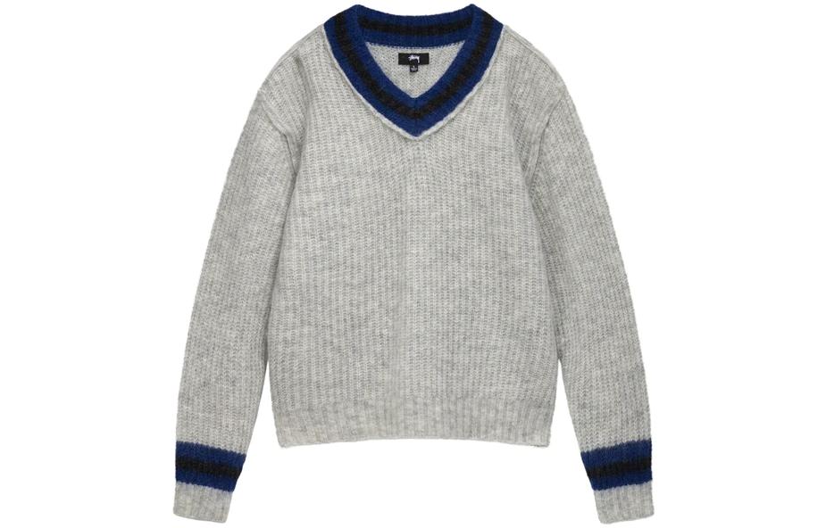 Stüssy Stussy FW22  V-Neck Colorblock Pullover Wool Sweater Retro Style. 117142