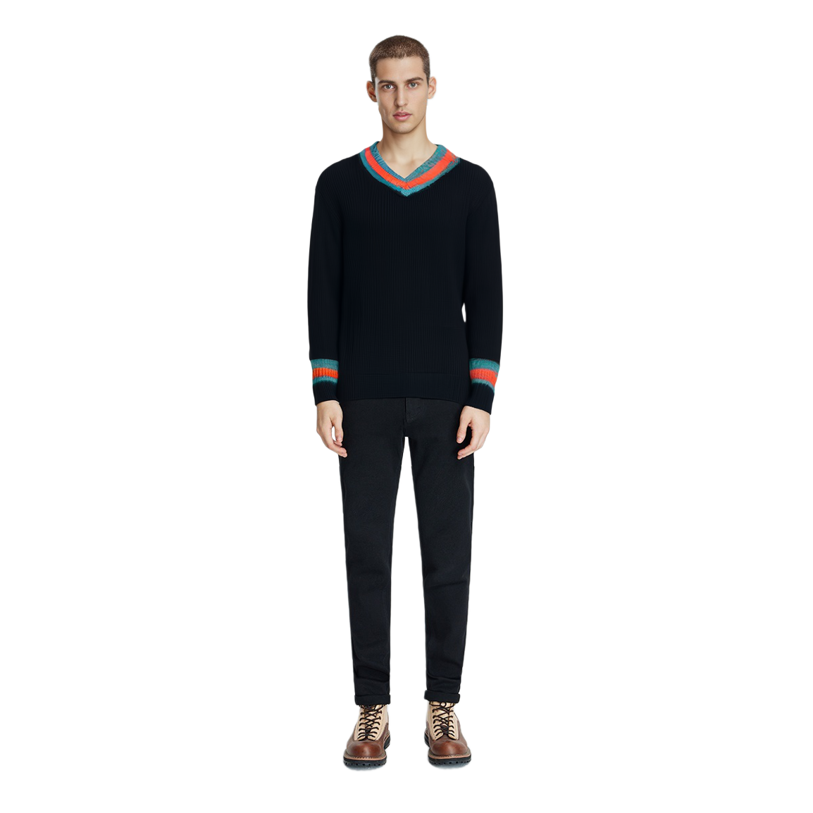 Stüssy Stussy FW22  V-Neck Colorblock Pullover Wool Sweater Retro Style. 117142 圖 10