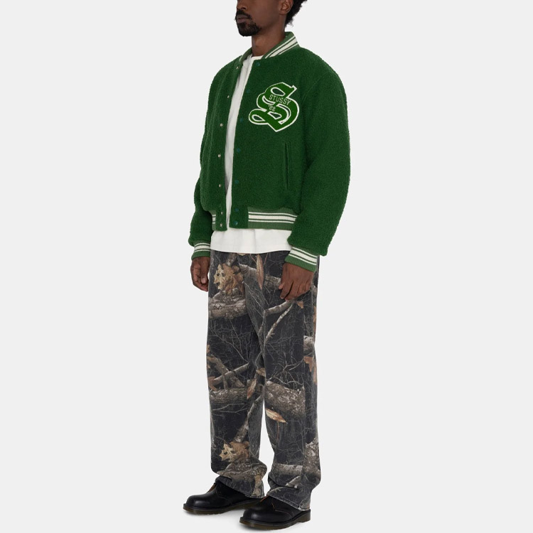 Stüssy Stussy FW22 Casentino Wool Varsity Jacket Retro Embroidered Unisex Baseball Jacket. 115678 圖 6