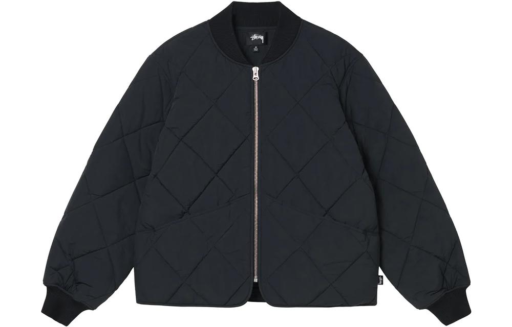 Details for Stüssy FW22 Dice Quilted Liner Jacket Jaket Gaya Retro Kasual Lelaki. 115652
