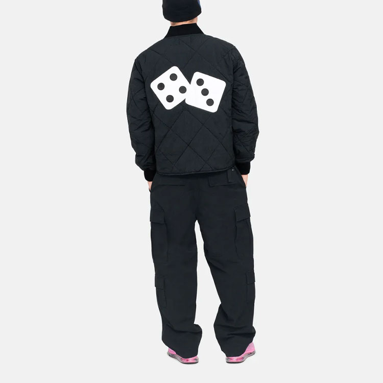 Cheap Stüssy FW22 Dice Quilted Liner Jacket Jaket Gaya Retro Kasual Lelaki. 115652