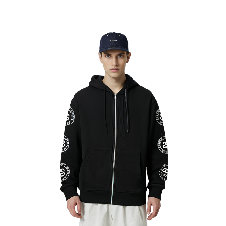 Stüssy Stussy FW22 Letter Graphic Zip-Up Hoodie  Retro Style Long Sleeve Pullover. 1974860 圖 11