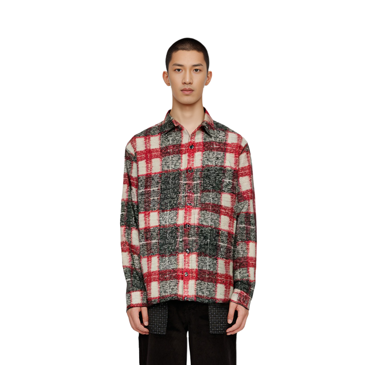 Stüssy Stussy FW22 Plaid Knit Long Sleeve Vintage American Shirt for Men. 1110269 圖 13