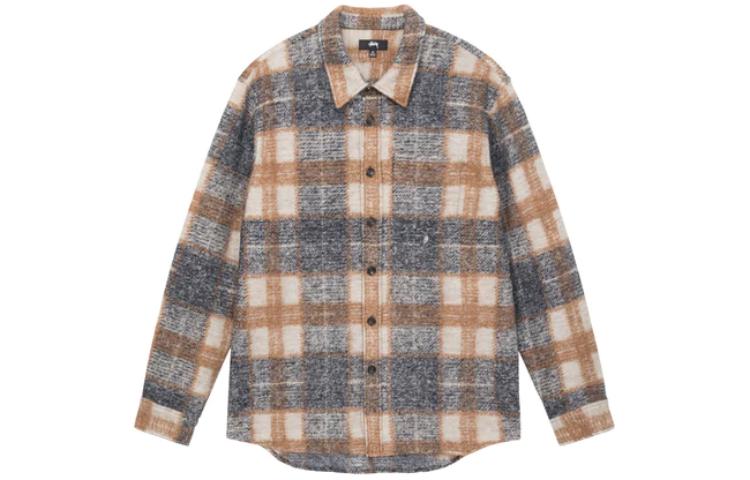 Stüssy Stussy FW22 Plaid Knit Long Sleeve Vintage American Shirt for Men. 1110269 圖 2