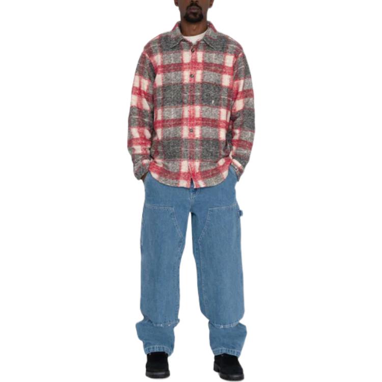 Stüssy Stussy FW22 Plaid Knit Long Sleeve Vintage American Shirt for Men. 1110269 圖 9