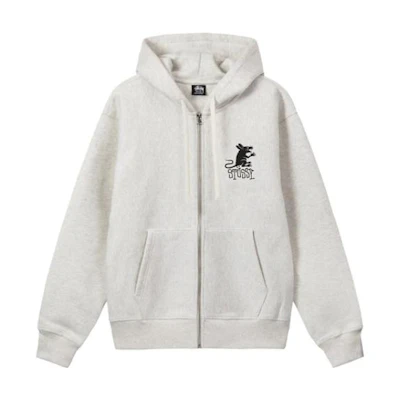 Stüssy Stussy FW22 Rat Print Zip Hoodie American Vintage Style Sweatshirt. 1974840-1