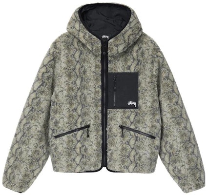 Stüssy Stussy FW22 Snake Jacquard Reversible Sherpa Jacket Retro Hooded Coat. 118504 Order Stüssy Stussy FW22 Snake Jacquard Reversible Sherpa Jacket Retro Hooded Coat. 118504