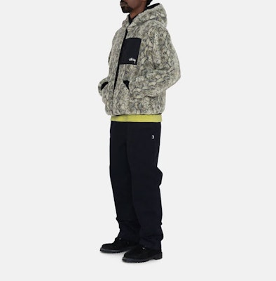 Stüssy Stussy FW22 Snake Jacquard Reversible Sherpa Jacket Retro Hooded Coat. 118504 Details for Stüssy Stussy FW22 Snake Jacquard Reversible Sherpa Jacket Retro Hooded Coat. 118504