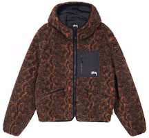 Sizing Stüssy Stussy FW22 Snake Jacquard Reversible Sherpa Jacket Retro Hooded Coat. 118504