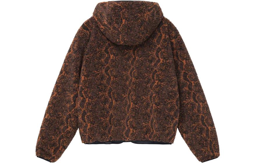 Cheap Stüssy Stussy FW22 Snake Jacquard Reversible Sherpa Jacket  Retro Hooded Coat. 118504