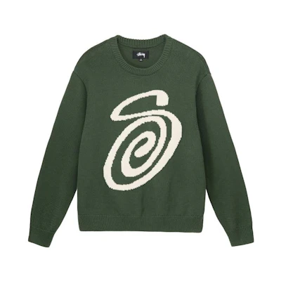 Stüssy Stussy FW22 Swirl Logo Curly S Sweater Retro Unisex Knit Pullover Crewneck. 117073