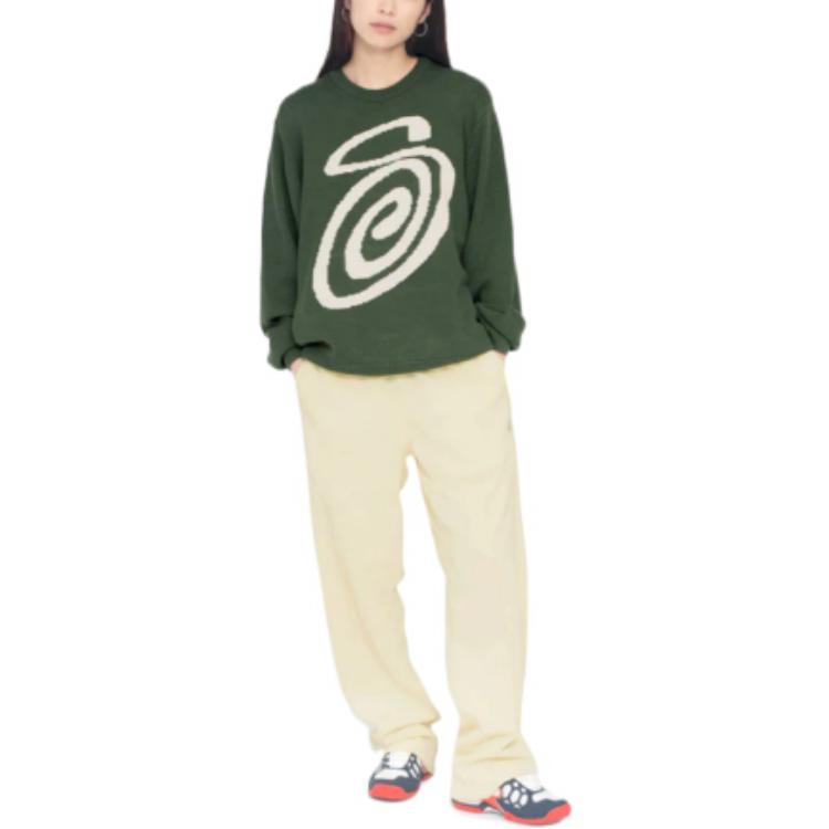 Stüssy Stussy FW22 Swirl Logo Curly S Sweater Retro Unisex Knit Pullover Crewneck. 117073 圖 4