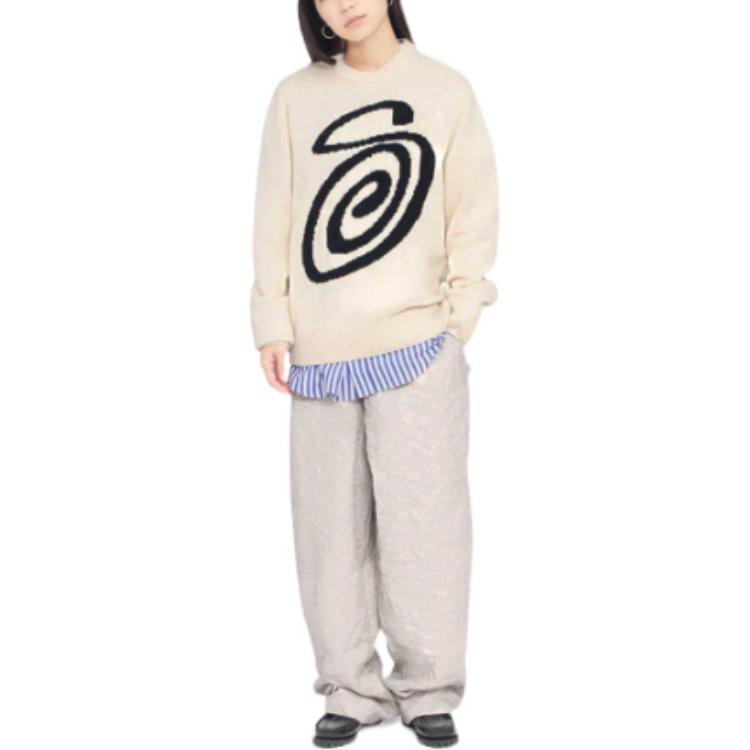 Stüssy Stussy FW22 Swirl Logo Curly S Sweater Retro Unisex Knit Pullover Crewneck. 117073 圖 8