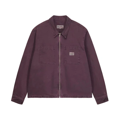 Stüssy Stussy FW22 Vintage Washed Black Zip-Up Long Sleeve Work Jacket Retro Style 1110264