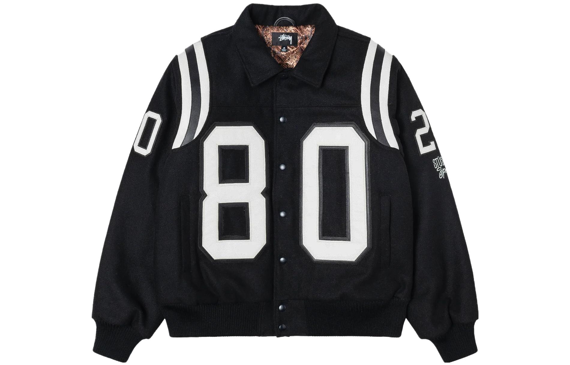 Stüssy Stussy FW23 80 Wool Varsity Jacket Black Retro Unisex Snake Pattern Lining 115713 圖 2