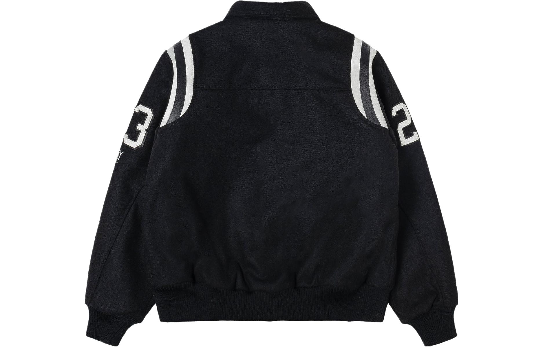 Stüssy Stussy FW23 80 Wool Varsity Jacket Black Retro Unisex Snake Pattern Lining 115713 圖 3