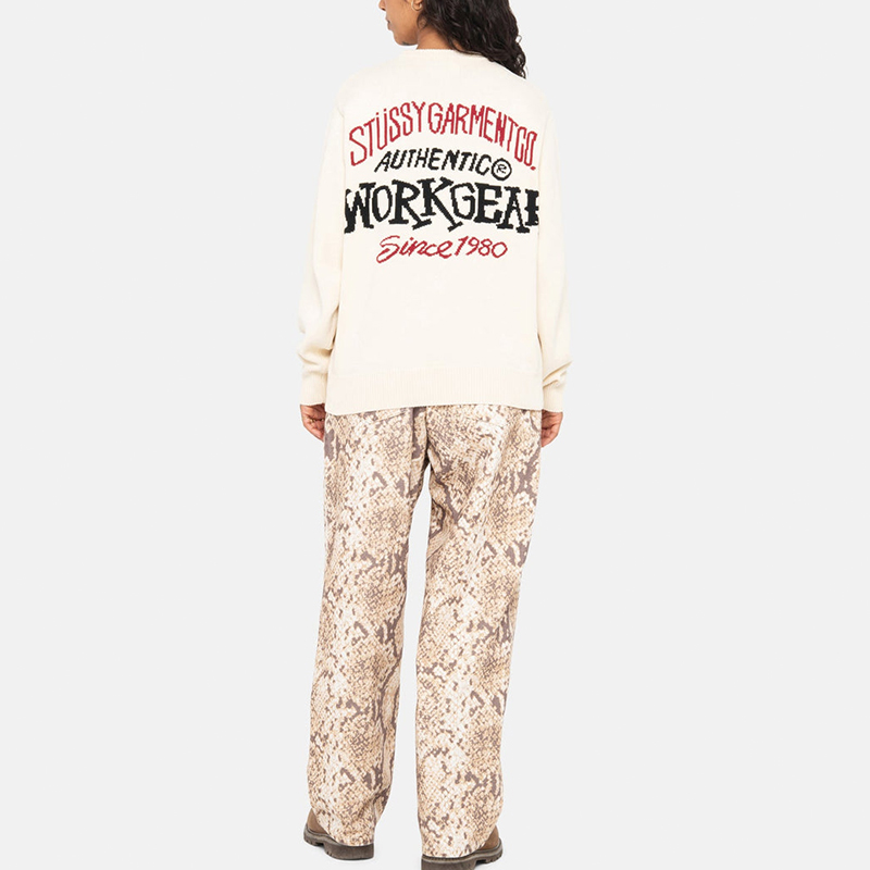 Stüssy Stussy FW23 Authentic Workgear Letter Knit Crewneck Sweater Unisex Vintage Style 117212 圖 10