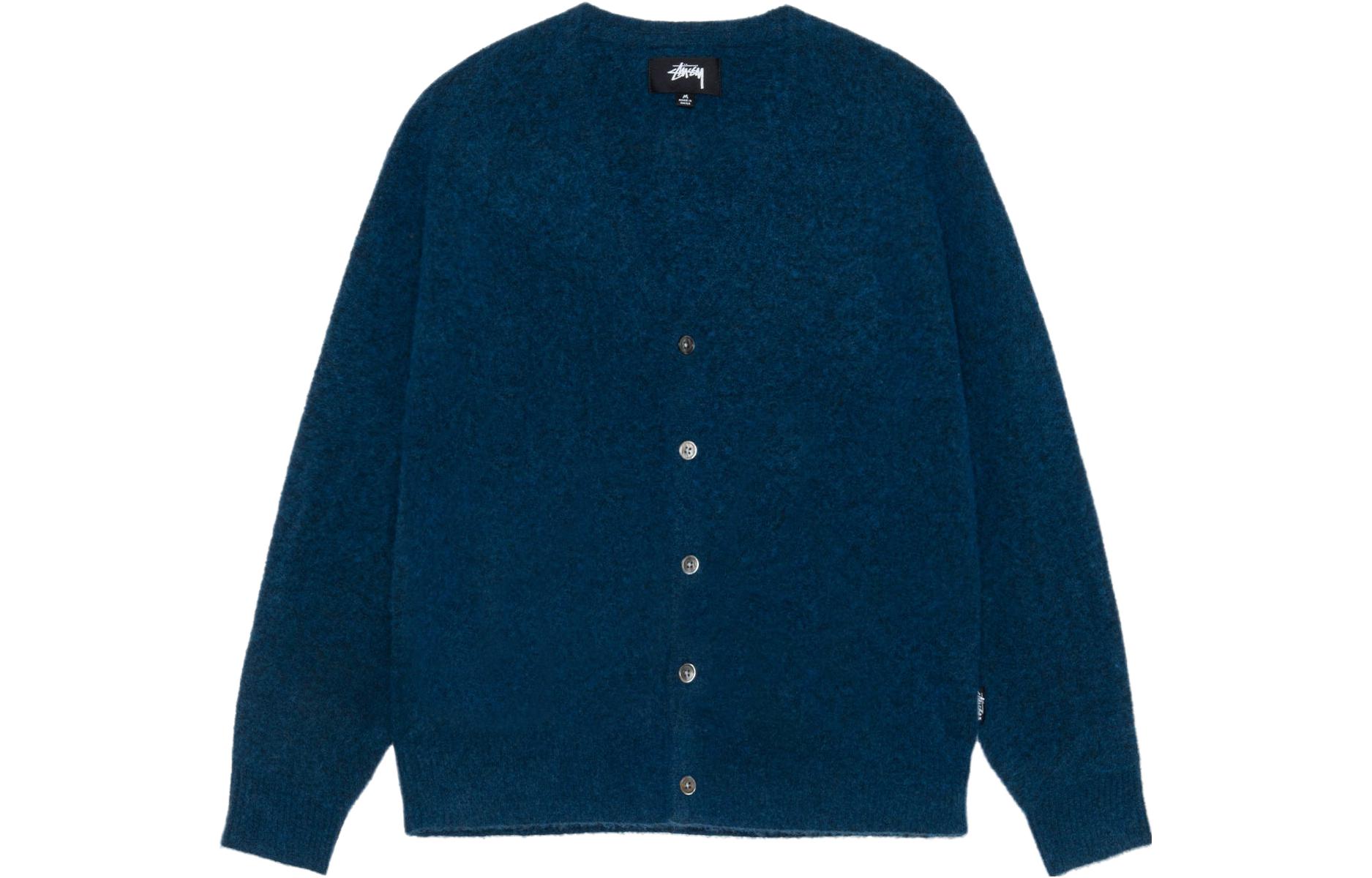 Stüssy Stussy FW23 Brushed Cardigan Solid Color Vintage Knit Sweater Unisex. 117207