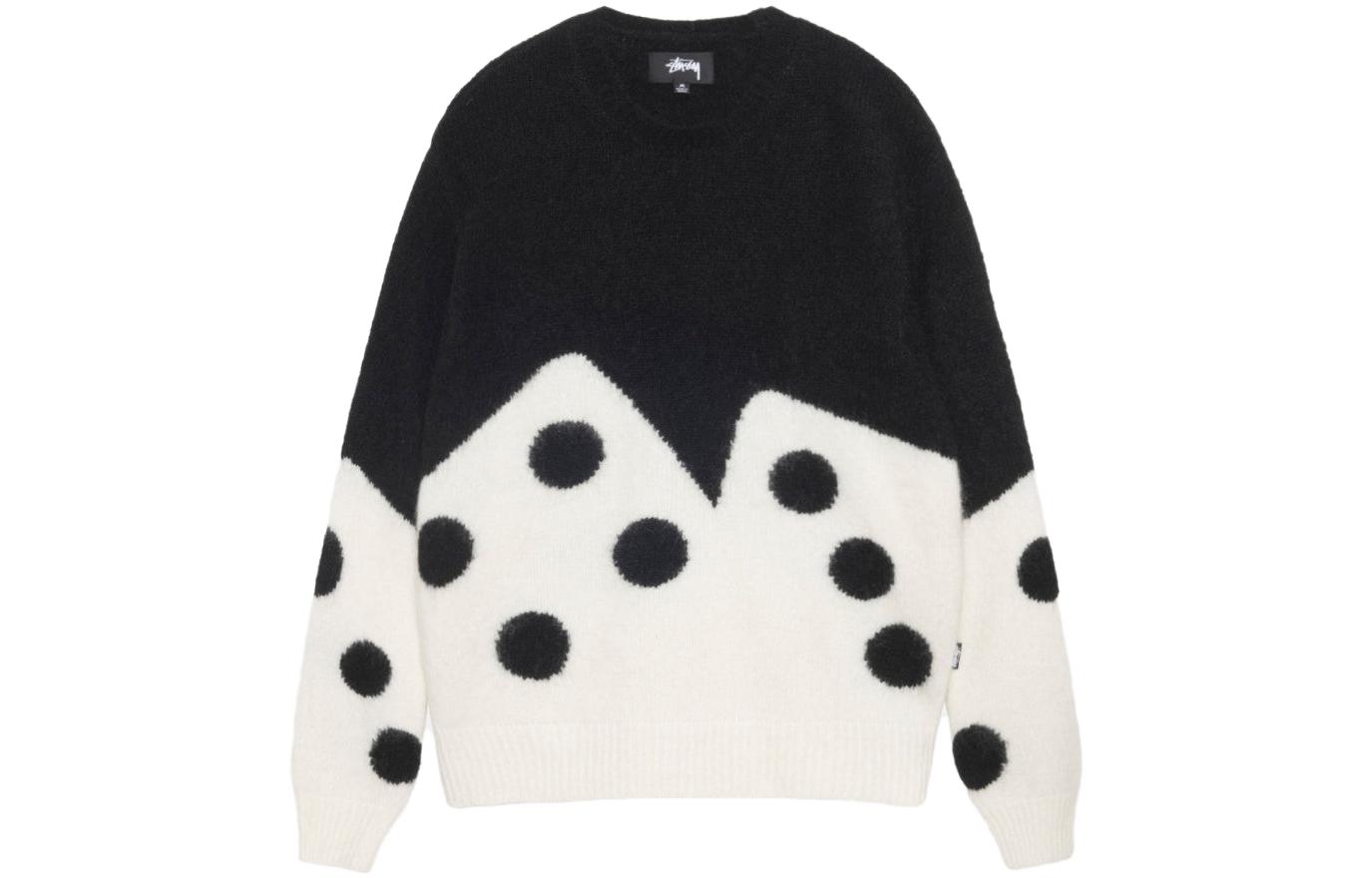 Details for 스투시 FW23 다이스 퍼지 크루 컬러블록 모헤어 니트 레트로 스웨터 유니섹스 117208