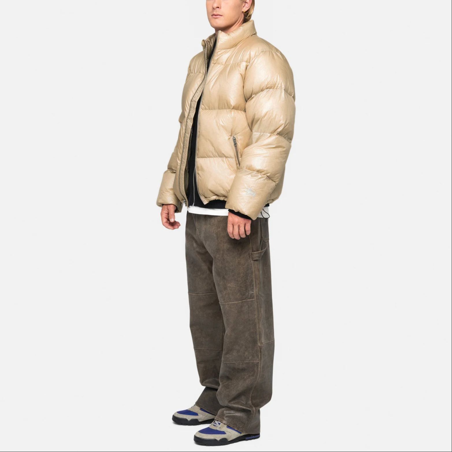 Stüssy Stussy FW23 Distressed Leather Work Pants Brown - Unisex Vintage Style. 116643 圖 6