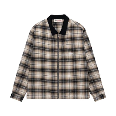 Stüssy Stussy FW23 Frank Plaid Corduroy Zip Shirt Retro Unisex Long Sleeve Top. 1110300
