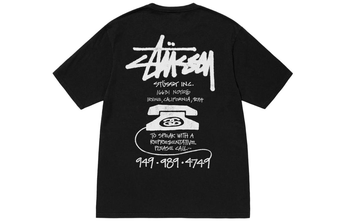 Shop Stüssy 2023秋冬复古电话染色男女同款印花T恤 1904942H