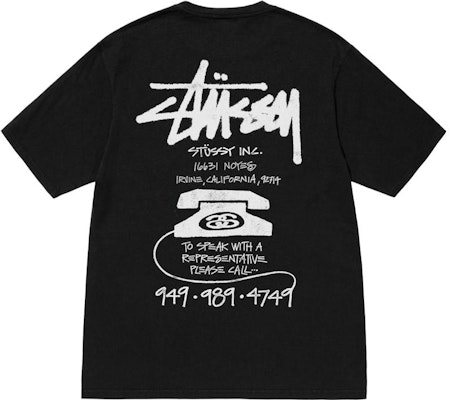 Stüssy 2023秋冬复古电话染色男女同款印花T恤 1904942H Shop Stüssy 2023秋冬复古电话染色男女同款印花T恤 1904942H