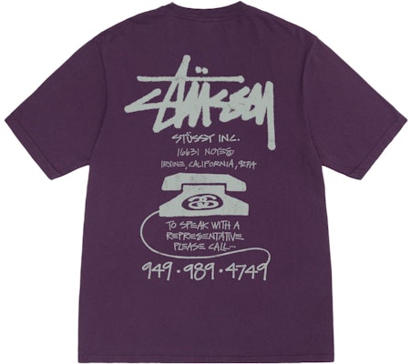 Stüssy 2023秋冬复古电话染色男女同款印花T恤 1904942H Cheap Stüssy 2023秋冬复古电话染色男女同款印花T恤 1904942H